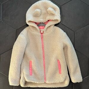 Tucker + Tate Cream Fleece Sherpa Jacket with Pink Trim